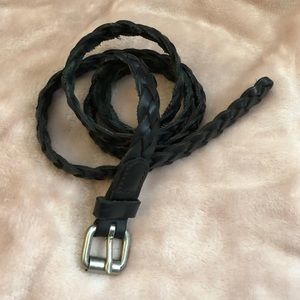 Black Leather Braided Belt
